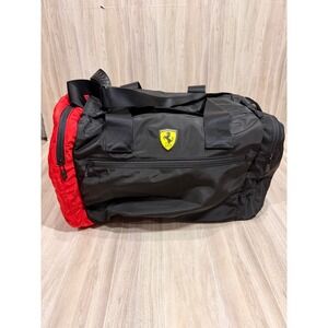 Ferrari Duffel Bag Mens OS Black Red Excellent Scuderia Nylon Travel Gym Bag